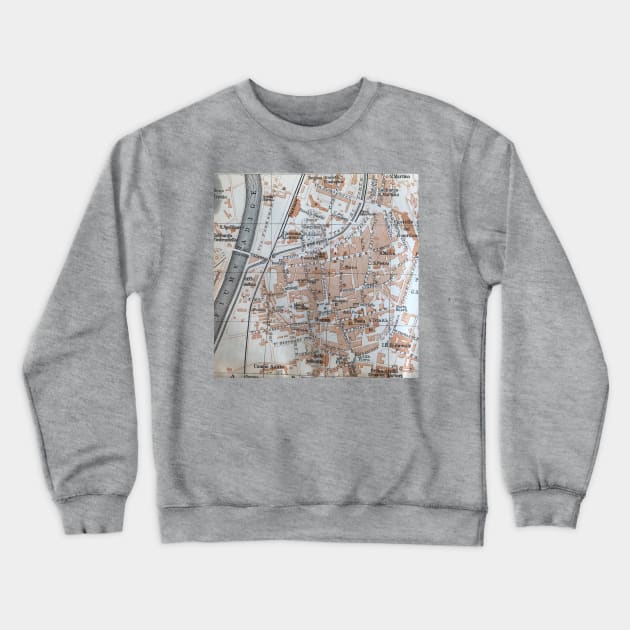 Trento, Italy antique map, gray brown black Crewneck Sweatshirt by djrunnels